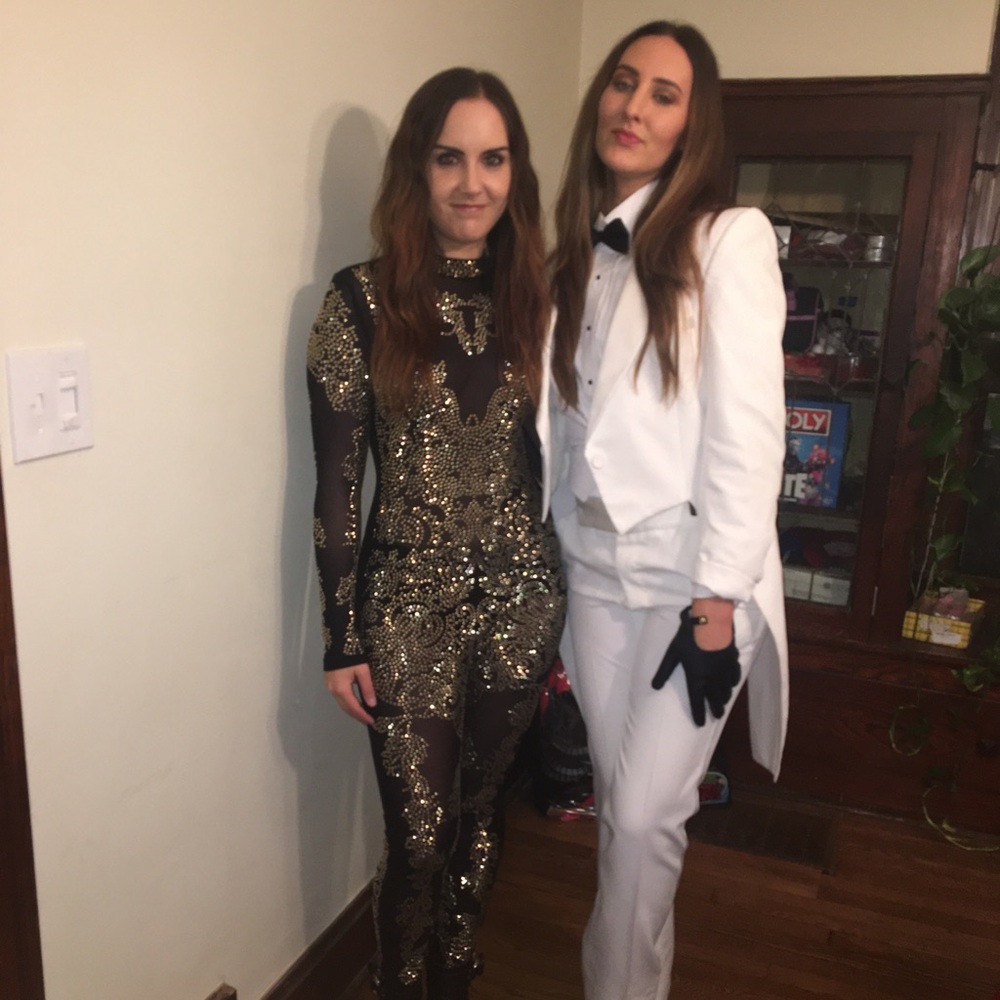 Black Sheer Sequined Jumpsuit